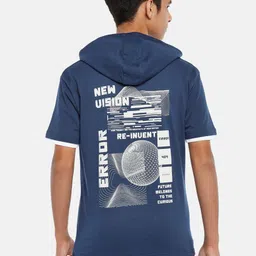Coolsters by Pantaloons Boys Blue Hooded Cotton T-shirt image 2