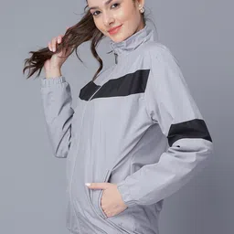 NUEVOSDAMAS Striped Stand Collar Bomber Jacket image 4