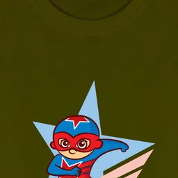 NUSYL Boys Olive Green Henley Neck T-shirt image 2