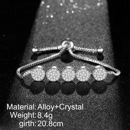 Yellow Chimes Women Silver-Plated Crystals Charm Bracelet image 4