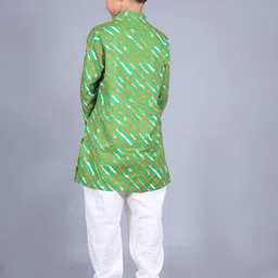 BAESD Boys Leheriya Printed Pure Cotton Kurta With Pyjama image 3