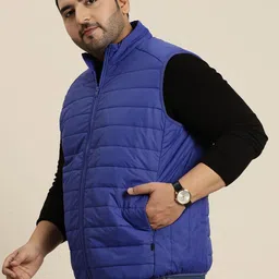 Sztori Plus Size Men Solid Sleeveless Padded Jacket image 4