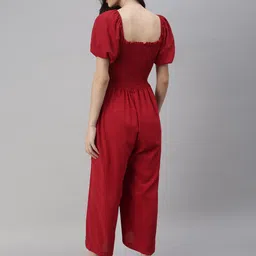 SHOWOFF Red Off-Shoulder Culotte Jumpsuit image 5