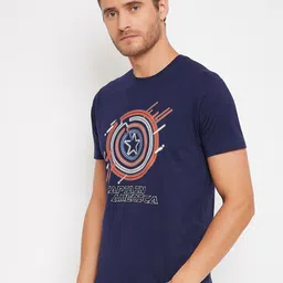 Marvel by Wear Your Mind Men Navy Blue Red Captain America Printed Pure Cotton T-shirt image 3