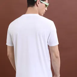 HIGHLANDER White & Black Typography Printed Relaxed Fit T-shirt image 4