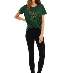 Trends Tower Typography Printed Casual Cotton T-shirt image 2