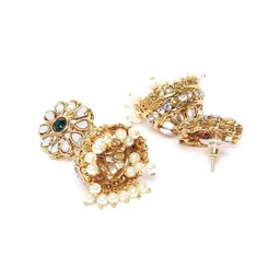 DIVASTRI Gold-Plated Stone-Studded & Beaded Jewellery Set image 3