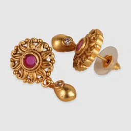 JEWELS GEHNA Gold-Plated Stone-Studded & Beaded Jewellery Set image 4