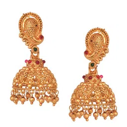 Saraf RS Jewellery Gold-Plated AD Studded & Beaded Temple Necklace and Earrings image 2