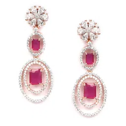 Priyaasi Rose Gold-Plated Pink & White AD-Studded Handcrafted Jewellery Set image 5