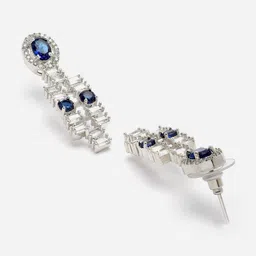 ZENEME Rhodium Plated American Diamond studded Jewellery Set image 4