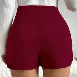 drbrnd Self Design Women Reversible Maroon Casual Shorts image 2