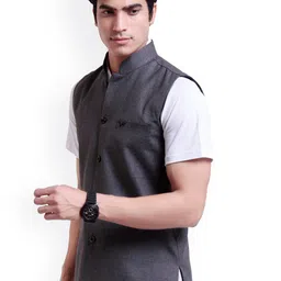 Vandnam Fabrics Men Grey nightshadow blue Crop Tailored Jacket image 3