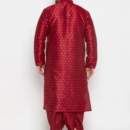 VASTRAMAY Men Plus Size Woven Design Jacquard Kurta with Dhoti Pants image 4