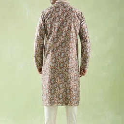 Arihant Rai Sinha Men Ethnic Motifs Printed Regular Chanderi Silk Kurta with Churidar image 4