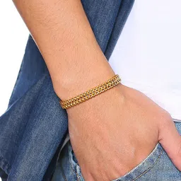 Yellow Chimes Men Gold-Plated Stainless Steel Link Bracelet image 3