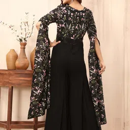 TWAM SUNDARA Floral Printed V-Neck Sequinned Detailed Jumpsuit image 2