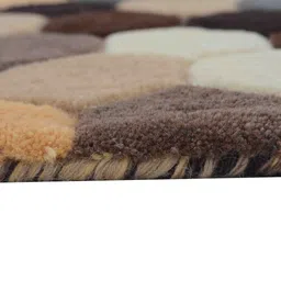 PRESTO Brown Geometric Hand Tufted Wool Anti-Skid Carpet image 4