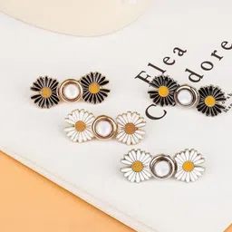 CUZWAVE Adjustable Waist Buckle for Pants,Double flower waist pins Pack Of 2 Brooch image 2