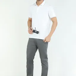 peter england Men Regular Fit Black Cotton Blend Trousers image 2