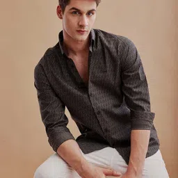 jai textiles Men Slim Fit Striped Mandarin Collar Casual Shirt image 4