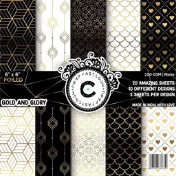 craftastique Gold & Glory (Gold Foil) Designer Paperpack 6 x 6 inches 250 gsm Craft paper-picture-25