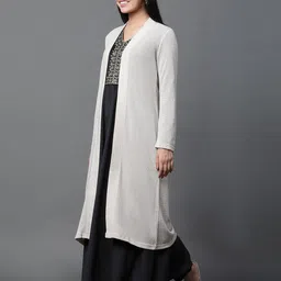 AURELIA Self Design Long Sleeve Open Front Longline Shrug image 2