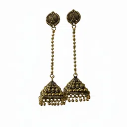 soba creations Antique Kashmiri Alloy Metal Triangle Long Jhumka Earrings for Women & Girls Alloy Jhumki Earring-picture-44