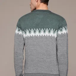 roadster Men Self Design Round Neck Green Sweater image 5