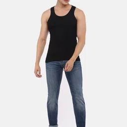 Dollar Bigboss Men Solid Pack of 6 Cotton Vests MBVE-06-R2-DERBY-BLK-PO6 image 4