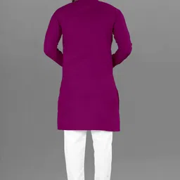 freluro Men Solid Cotton Blend Straight Kurta image 2