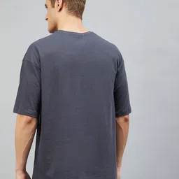 CHIMPAAANZEE Men Grey Round Neck Oversize T-shirt image 5