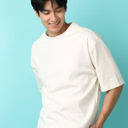 V-Mart Round Neck Drop-Shoulder Sleeves Cotton Casual T-Shirt image 4