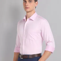 AD By Arvind Slim Fit Micro Ditsy Self Design Spread Collar Pure Cotton Formal Shirt image 3