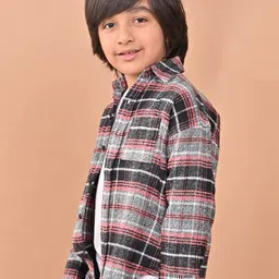 CHIMPAAANZEE Boys Relaxed Tartan Checked  Drop Shoulder Full Casual Shacket image 4