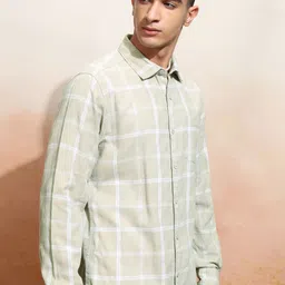 HIGHLANDER Checked Spread Collar Cotton Casual Shirt image 2