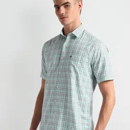 Arrow Sport Checked Spread Collar Cotton Curved Casual Shirt image 3