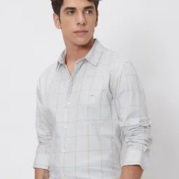 Mufti Slim Fit Windowpane Checked Cotton Casual Shirt image 4