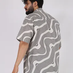 BROWN BROTHERS Relaxed Abstract Printed Spread Collar Oversized Casual Shirt image 4