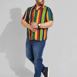 Instafab Plus Men Plus Size Classic Striped Casual Cotton Shirt image 5