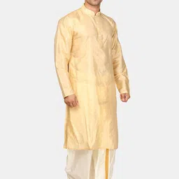 Sethukrishna Mandarin Collar Zari Straight Kurta with Dhoti Pants image 4