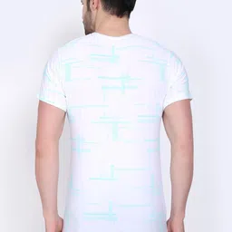 Camey Men White & Blue Printed Dry Fit T-shirt image 4