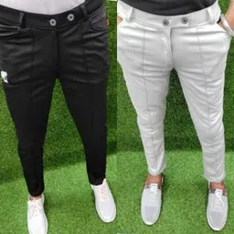 k.k garment Pack of 2 Men Regular Fit Multicolor Lycra Blend Trousers image 2