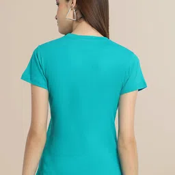 Fabflee Women Teal & Bronze-Toned Pack of 3 Printed Cotton T-shirt image 2