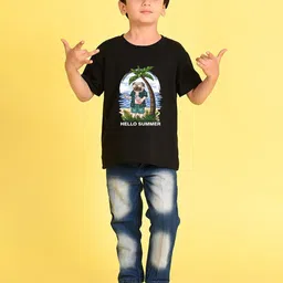 NUSYL Boys Graphic Printed Nautical Round Neck Oversized T-shirt image 2