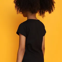 V-Mart Girls Typography Printed Round Neck Cotton T-shirt image 2