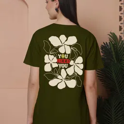 Friskers Women Typography Drop-Shoulder Sleeves Applique T-shirt image 1