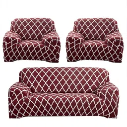 krishyam Polyester 3+1+1 Seater Sofa Floral Cover image 2