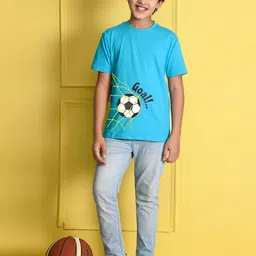 NUSYL Boys Blue Printed T-shirt image 2