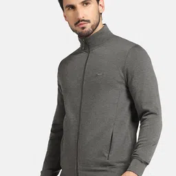 Blackberrys Stand Collar Cotton Front-Open Sweatshirt image 5